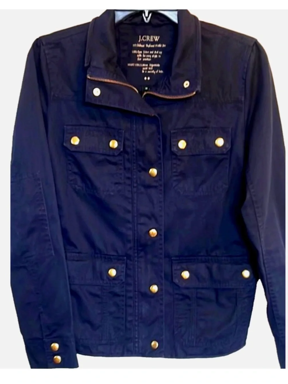 J.Crew Utility Jacket Womens XS Navy Military Field Jacket Gold Buttons